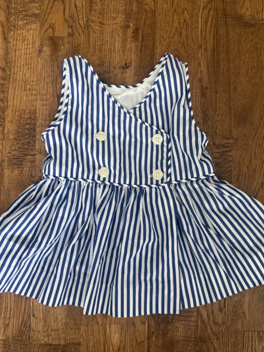 Ralph Lauren Polo Blue Striped 2 Piece Dress Pinafore Bloomer Size 9 Months A